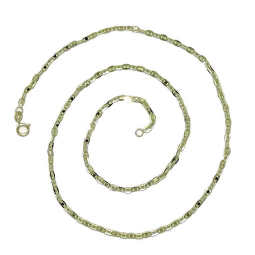Cadena para Hombre y Mujer de Oro Amarillo de 18k modelo forzada espejo de 3mm de ancha y 50cm de Larga