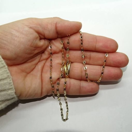 Cadena para Hombre y Mujer de Oro Amarillo de 18k modelo forzada espejo de 3mm de ancha y 50cm de Larga - Imagen 4