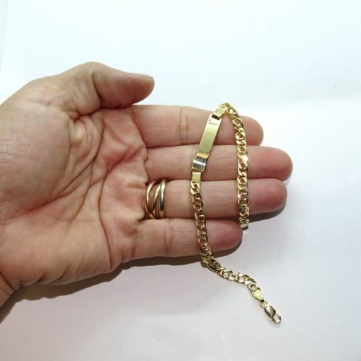 Pulsera para niño de oro amarillo de 18k con placa 100% personalizable , de 20.00 cm de larga - Imagen 3