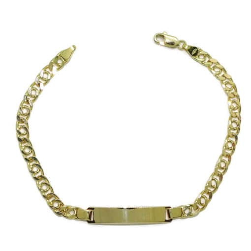 Pulsera para niño de oro amarillo de 18k con placa 100% personalizable , de 20.00 cm de larga
