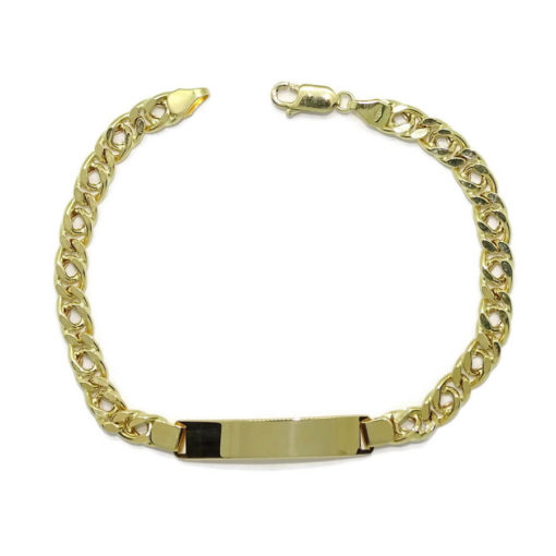 Pulsera para hombre o cadete de oro amarillo de 18k con placa, personalizable en 1 día.