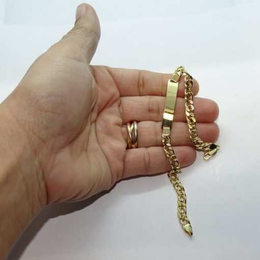 Pulsera para hombre o cadete de oro amarillo de 18k con placa, personalizable en 1 día. - Imagen 4