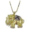 Impresionante elefante de oro amarillo de 18k con cadena de oro macizo de 50.00cm. Total: 37.20 gr de oro de 18k.