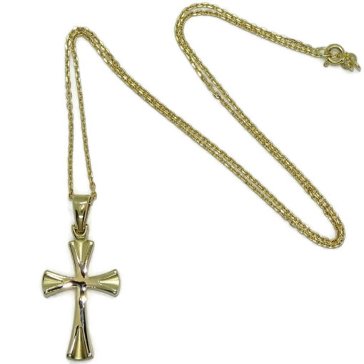 Cruz de oro amarillo mate y brillo de 18k para comunión o mujer. - Imagen 7