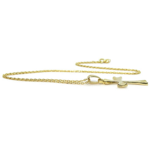 Cruz de oro amarillo mate y brillo de 18k para comunión o mujer. - Imagen 6