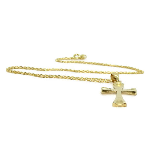 Cruz de oro amarillo mate y brillo de 18k para comunión o mujer. - Imagen 5
