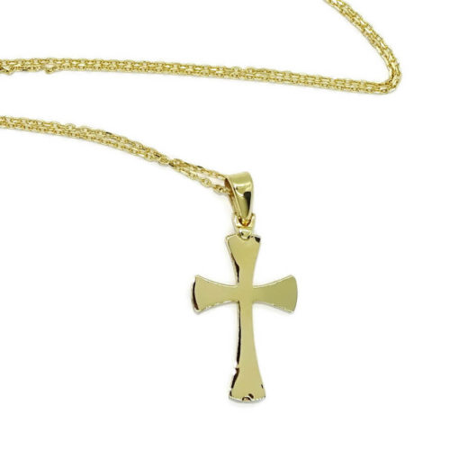 Cruz de oro amarillo mate y brillo de 18k para comunión o mujer. - Imagen 4