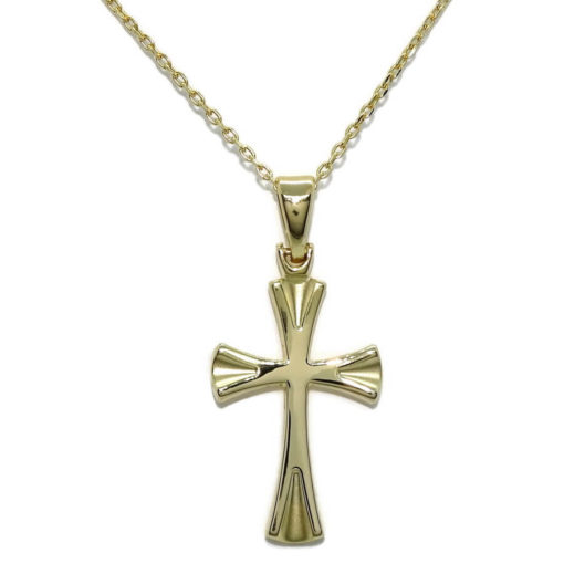 Cruz de oro amarillo mate y brillo de 18k para comunión o mujer.