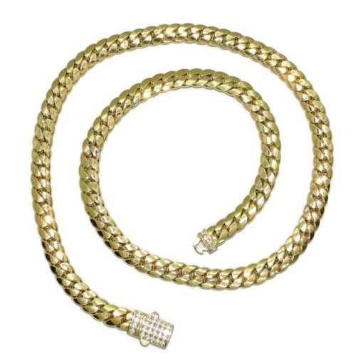Espectacular cadena para hombre de oro amarillo de 18k de 60cm de larga y 8.50 mm de ancha, modelo cubana.