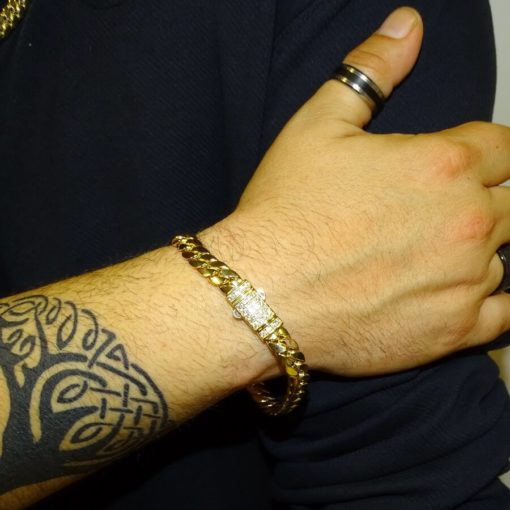 Elegante pulsera para hombre de oro amarillo de 18k de 20.00 cm de larga y 8.00 mm de ancha, modelo cubana. 14.35 gr de oro de 18k - Imagen 2