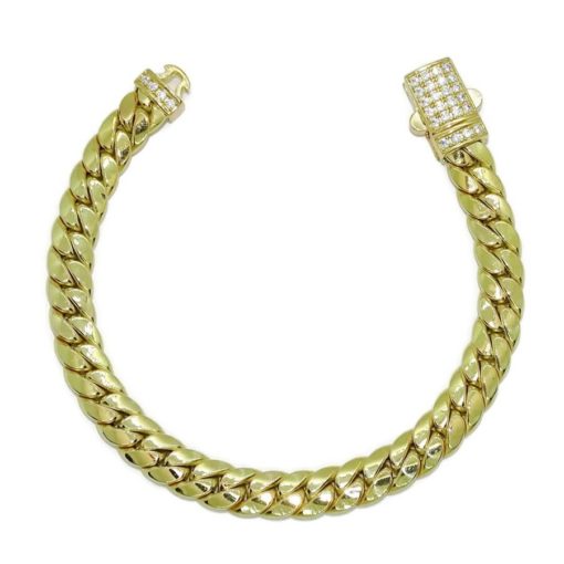 Elegante pulsera para hombre de oro amarillo de 18k de 20.00 cm de larga y 8.00 mm de ancha, modelo cubana. 14.35 gr de oro de 18k
