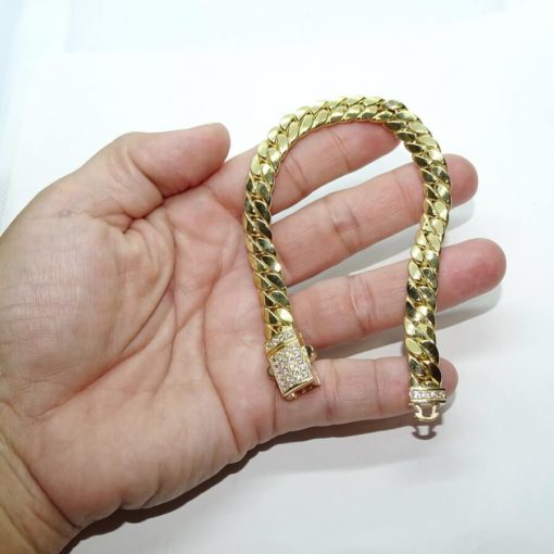 Elegante pulsera para hombre de oro amarillo de 18k de 20.00 cm de larga y 8.00 mm de ancha, modelo cubana. 14.35 gr de oro de 18k - Imagen 4