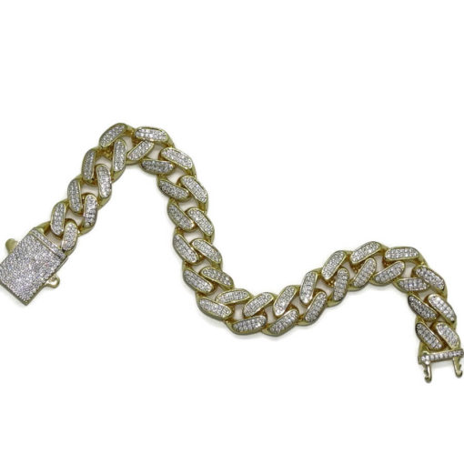 Impresionante pulsera para hombre de oro amarillo de 18k con circonitas de 21.00 cm de larga - Imagen 7