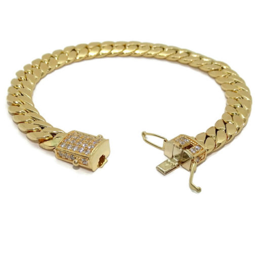 Impresionante pulsera para hombre de oro amarillo de 18k con circonitas de 21.00 cm de larga - Imagen 4