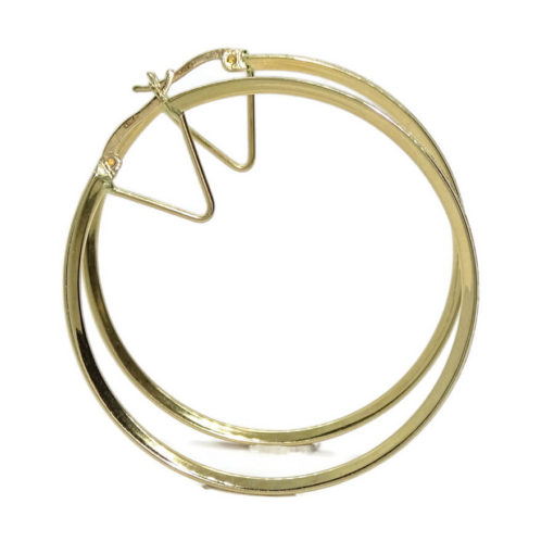 Pendientes aros de oro amarillo de 18k con circonitas en carril. - Imagen 3