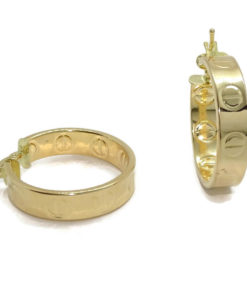 Originales aros de oro amarillo de 18k de tubo cuadrado con detalle de tornillo