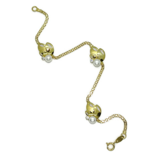Preciosa pulsera especial para comunión toda de oro amarillo de 18k, con motivos. - Imagen 4