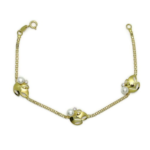 Preciosa pulsera especial para comunión toda de oro amarillo de 18k, con motivos.