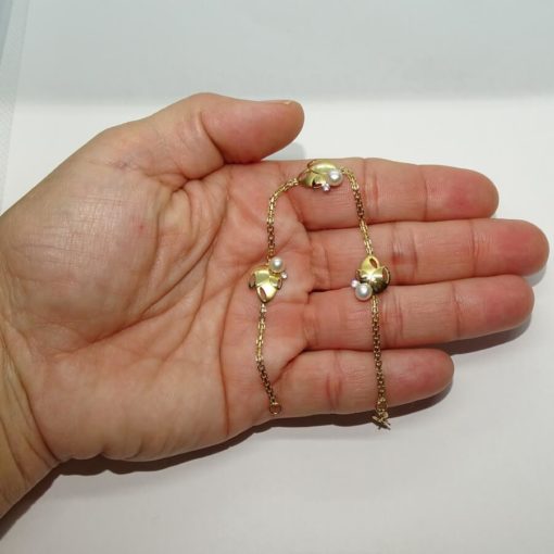 Preciosa pulsera especial para comunión toda de oro amarillo de 18k, con motivos. - Imagen 3