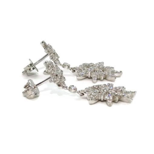 Preciosos pendientes largos de estrellas para mujer de oro blanco de 18k con diamantes auténticos que pesan 1.38cts. - Imagen 5