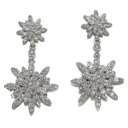 Preciosos pendientes largos de estrellas para mujer de oro blanco de 18k con diamantes auténticos que pesan 1.38cts. - Imagen 4