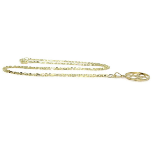 Collar de corazones de oro amarillo de 18k con una circonita y cadena modelo forzada picada - Imagen 6