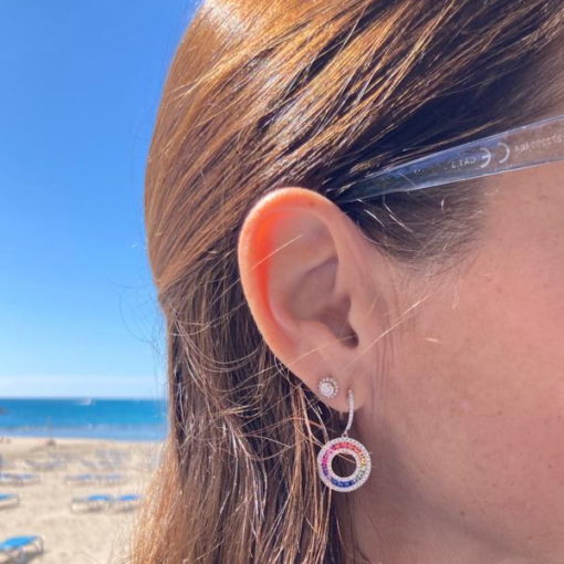 Impresionantes pendientes para mujer con 146 diamantes auténticos y 36 zafiros de color certificados. - Imagen 2