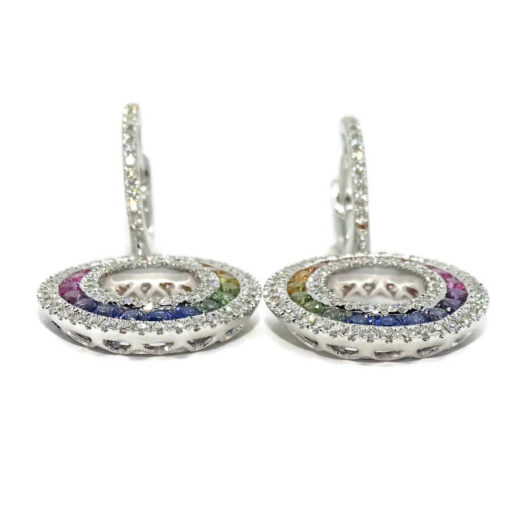 Impresionantes pendientes para mujer con 146 diamantes auténticos y 36 zafiros de color certificados. - Imagen 4