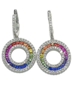 Impresionantes pendientes para mujer con 146 diamantes auténticos y 36 zafiros de color certificados.