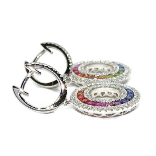 Impresionantes pendientes para mujer con 146 diamantes auténticos y 36 zafiros de color certificados. - Imagen 6