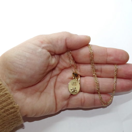 Cadena forzada de oro amarillo de 18Ktes de 50cm con medalla oval de oro amarillo de 18Ktes de Angelito y reloj-ESPECIAL SAMUEL - Imagen 2