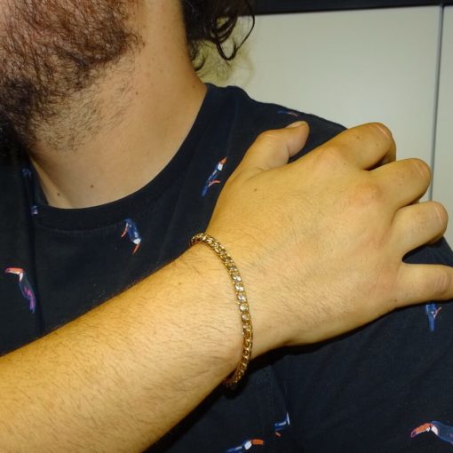 Pulsera para hombre de oro amarillo de 18k tipo barbada apretada de 5.00mm de ancha y 21.50 cm de larga con cierre mosquetón Peso; 8.00gr de oro de 18k - Imagen 2