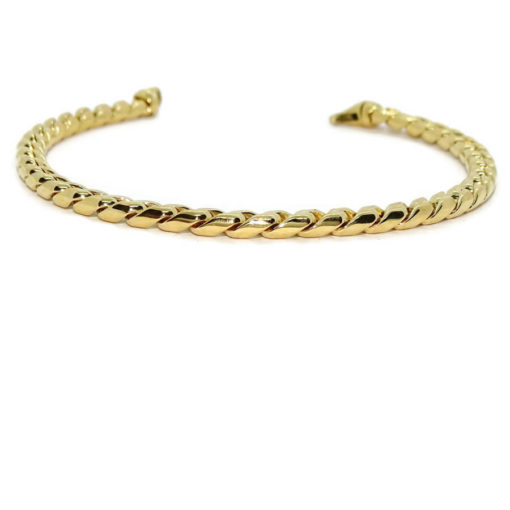 Pulsera para hombre de oro amarillo de 18k tipo barbada apretada de 5.00mm de ancha y 21.50 cm de larga con cierre mosquetón Peso; 8.00gr de oro de 18k - Imagen 4