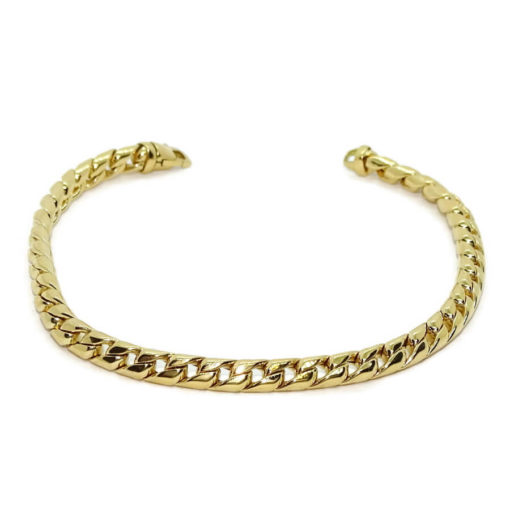Pulsera para hombre de oro amarillo de 18k tipo barbada apretada de 5.00mm de ancha y 21.50 cm de larga con cierre mosquetón Peso; 8.00gr de oro de 18k
