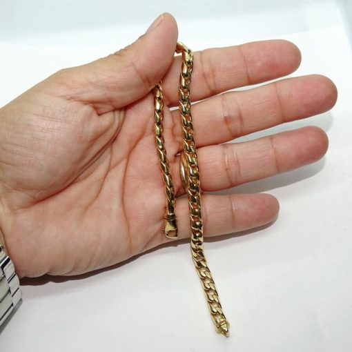 Pulsera para hombre de oro amarillo de 18k tipo barbada apretada de 5.00mm de ancha y 21.50 cm de larga con cierre mosquetón Peso; 8.00gr de oro de 18k - Imagen 5