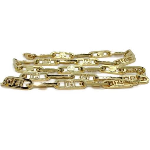 Collar de moda para hombre y mujer de Oro Amarillo de 18k de eslabón tipo forzado uno con tornillo y uno con greca de 8.00 mm de ancho. 60.00cm de Largo. - Imagen 7