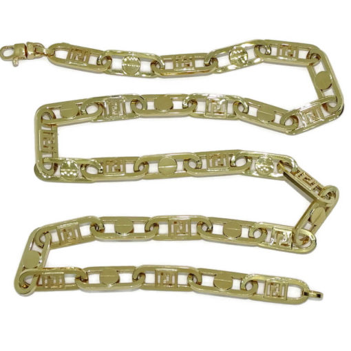 Collar de moda para hombre y mujer de Oro Amarillo de 18k de eslabón tipo forzado uno con tornillo y uno con greca de 8.00 mm de ancho. 60.00cm de Largo. - Imagen 6