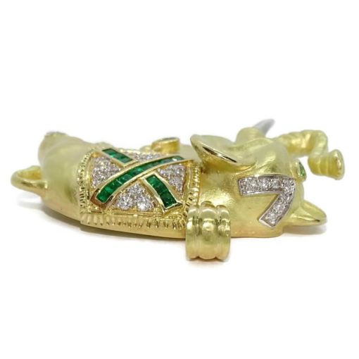 Impresionante elefante de oro amarillo de 18k con 0.50 cts de diamantes y 0.69cts de esmeraldas - Imagen 3