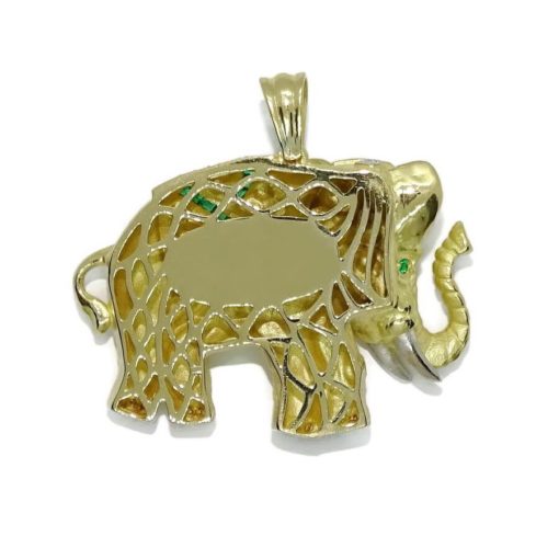 Impresionante elefante de oro amarillo de 18k con 0.50 cts de diamantes y 0.69cts de esmeraldas - Imagen 6