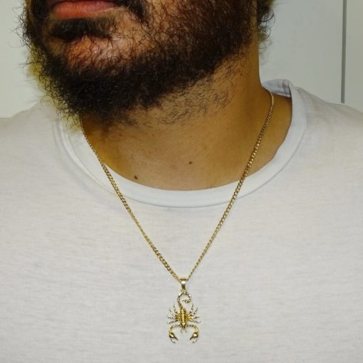 Escorpión de oro amarillo de 18k con cadena de Oro Amarillo de 18k modelo barbada. - Imagen 2