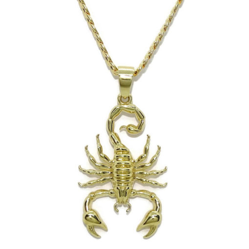 Escorpión de oro amarillo de 18k con cadena de Oro Amarillo de 18k modelo barbada.
