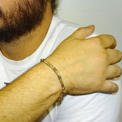 Original pulsera de Oro Amarillo de 18k para Hombre modelo forzada con barra de 21.00cm de Larga, 4.50 mm de Ancha y 7.80gr de peso de Oro de 18k. - Imagen 2