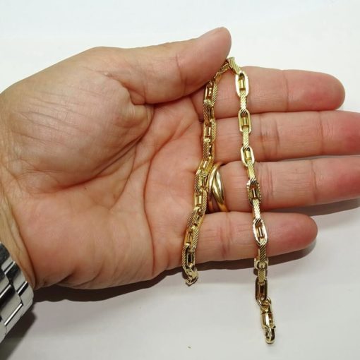 Original pulsera de Oro Amarillo de 18k para Hombre modelo forzada con barra de 21.00cm de Larga, 4.50 mm de Ancha y 7.80gr de peso de Oro de 18k. - Imagen 4
