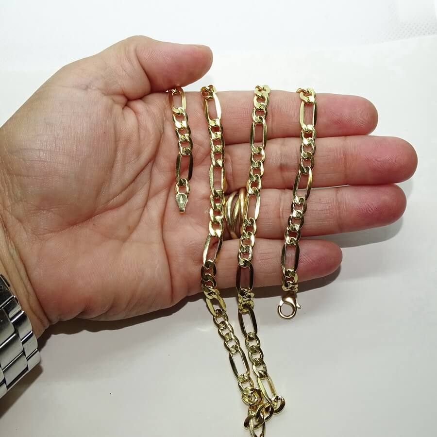 Cadena de oro amarillo de 18k para hombre modelo 3x1 plana de 6.00 mm de grosor por 60cm de larga - Imagen 4
