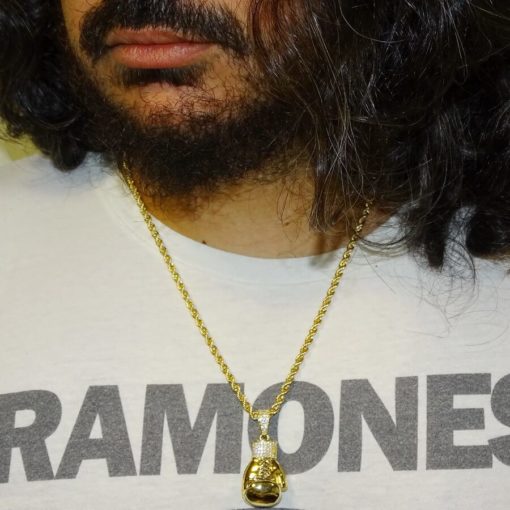 Collar de oro para hombre con guante de oro de boxeo y cordón. - Imagen 2