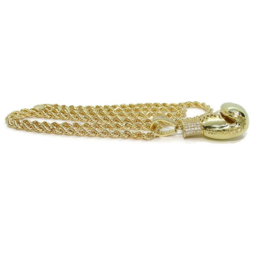 Collar de oro para hombre con guante de oro de boxeo y cordón. - Imagen 4