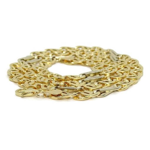 Cadena de oro de 18k para hombre de eslabones combinados de oro amarillo y oro blanco, de 8.00 mm de grosor por 60cm de larga - Imagen 6