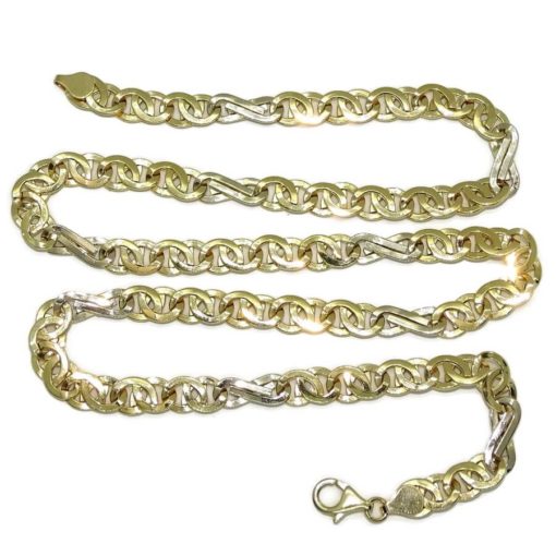 Cadena de oro de 18k para hombre de eslabones combinados de oro amarillo y oro blanco, de 8.00 mm de grosor por 60cm de larga - Imagen 5