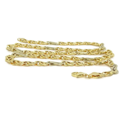 Cadena de oro de 18k para hombre de eslabones combinados de oro amarillo y oro blanco, de 8.00 mm de grosor por 60cm de larga - Imagen 3