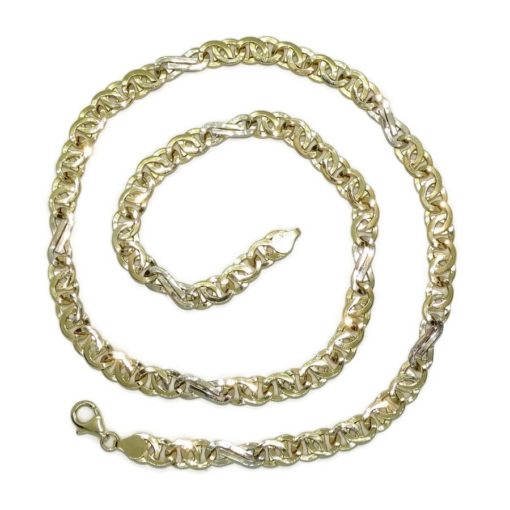 Cadena de oro de 18k para hombre de eslabones combinados de oro amarillo y oro blanco, de 8.00 mm de grosor por 60cm de larga - Imagen 7